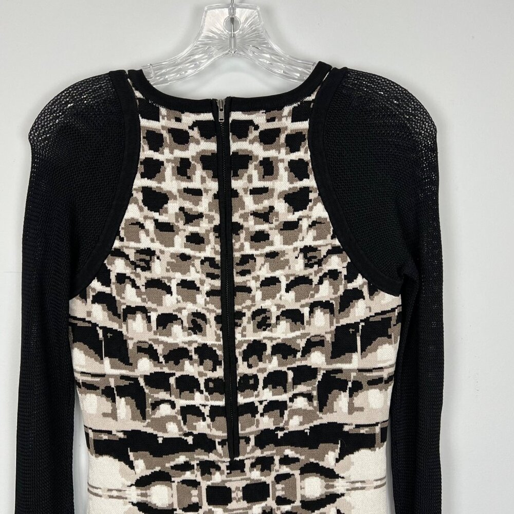 Parker Womens Hartley Knit Mini Dress Taupe Animal Print Long Sleeves size S - Picture 9 of 14